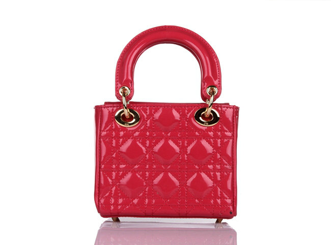 mini lady dior patent leather bag 6321 rosered with gold hardware